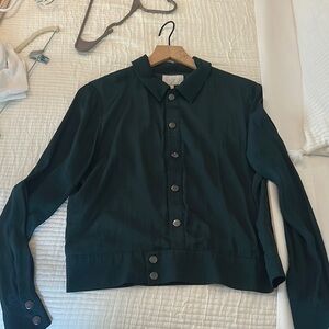1. State Dark Green Button-Up Teddy Jacket